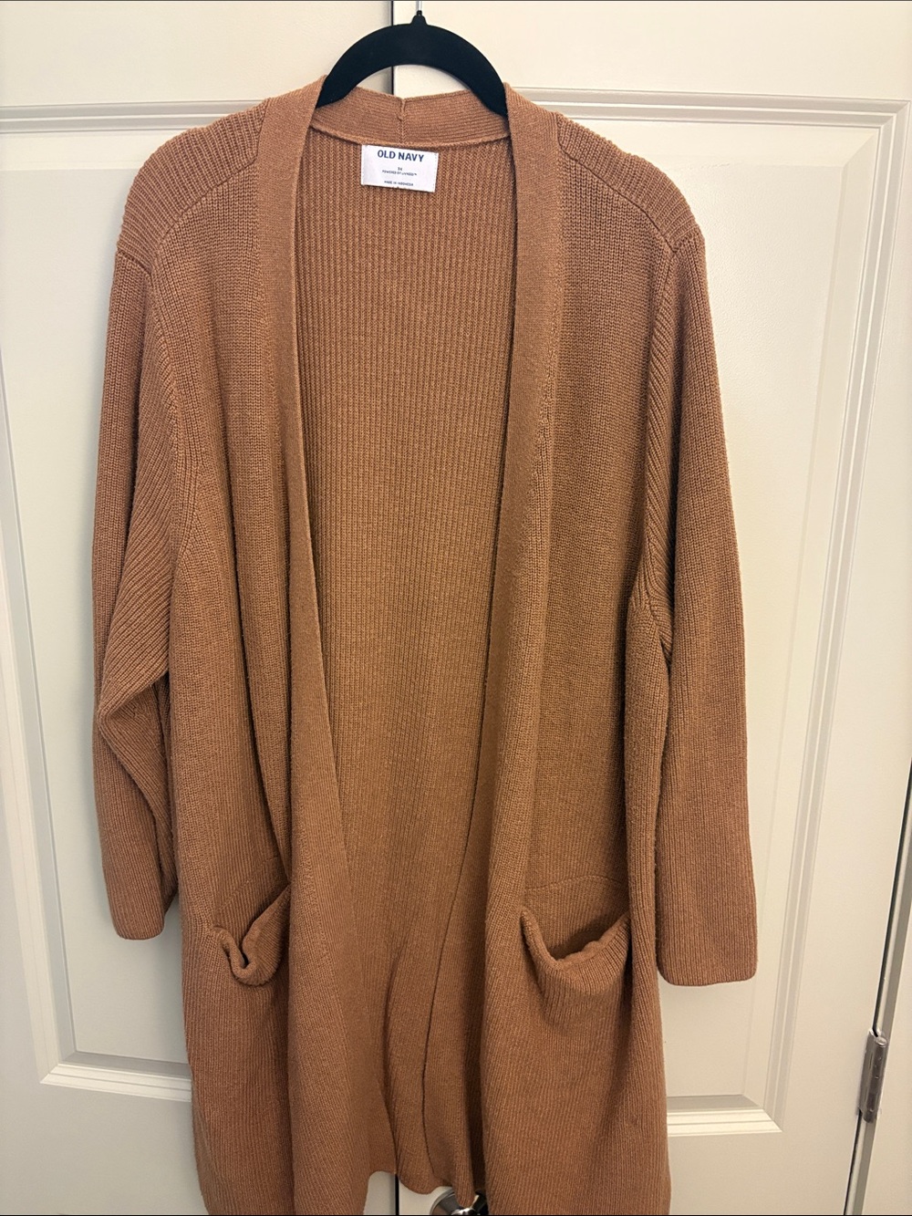 Old Navy Camel Open-Front Long Knit Cardigan